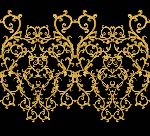 Seamless Pattern Golden Textured Curls Oriental Style Arabesques Brilliant Lace — Stock Photo, Image