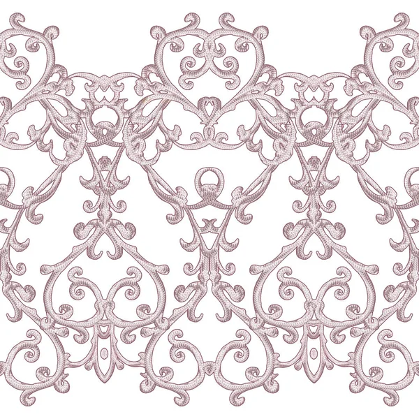 Seamless Pattern Silver Curls Oriental Style Arabesques Brilliant Lace Stylized — Stock Photo, Image