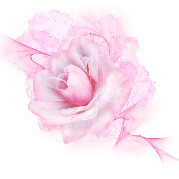 Blütenkomposition Aquarell Rosa Rose Flecken Flecken — Stockfoto