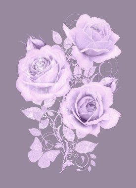 Dekoratif dekorasyon, desenli eleman, hassas dokulu yaprak güzel dantel ve inci yapılmış. Mücevherli parlak bukleler, boncuklar, iş parçacığından pastel pembe gül ahbap. Hassas dokuma ajur