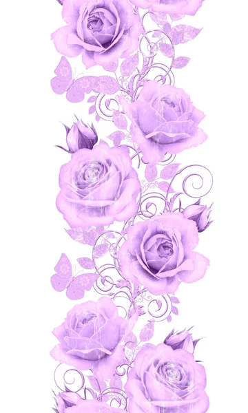 Seamless modeli. Dekoratif dekorasyon, desenli eleman, hassas dokulu yaprak güzel dantel ve inci yapılmış. Parlak bukleler, bud pastel pembe Gül jeweled. Hassas dokuma Ajur.