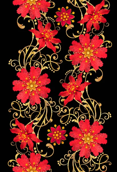 Rendering Seamless Mönster Gyllene Texturerat Lockar Orientalisk Stil Arabesker Stiliserade — Stockfoto