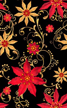 3D render. Seamless modeli. Altın dokulu bukleler. Oryantal tarzı arabesk, stilize çiçekler, narin parlak girdap, arka plan parlayan desenli öğesi.