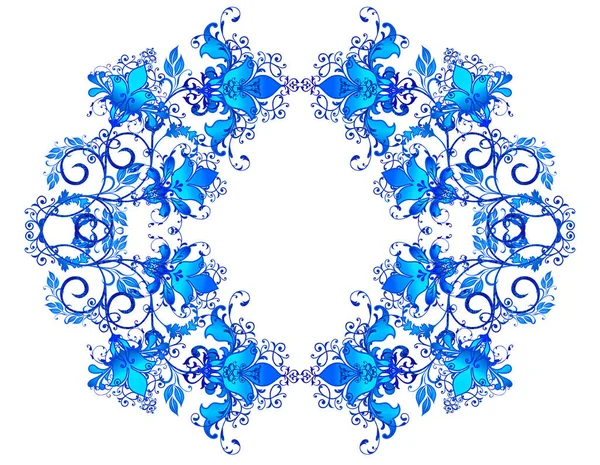 Briljante Textuur Blauw Krullen Styling Bloemen Paisley Decor Opengewerkte Weven — Stockfoto