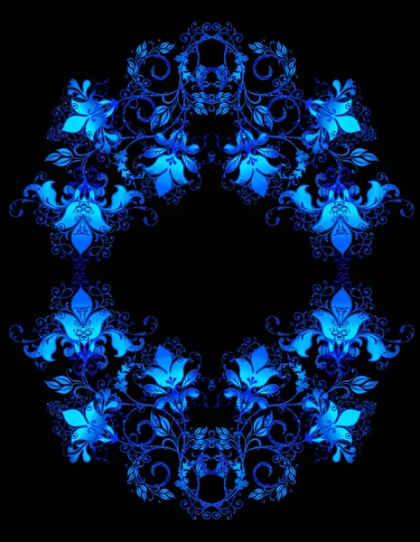Genialny Zakole Niebieski Loki Układania Kwiatów Wystrój Wnętrza Ażurowe Tkania — Zdjęcie stockowe