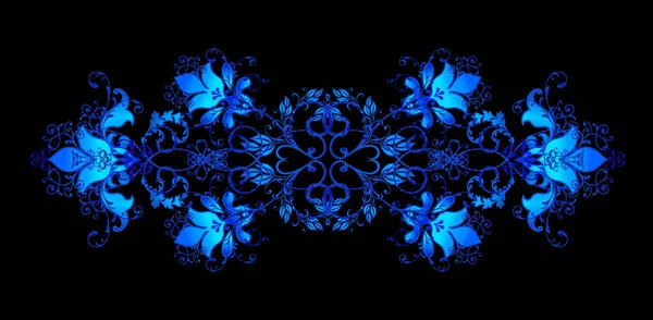 Boucles Bleues Texturales Brillantes Fleurs Coiffantes Décor Paisley Tissage Ajouré — Photo