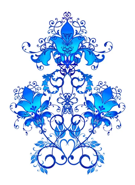 Brilantní Texturních Modré Vlasy Styling Květiny Paisley Výzdobou Prolamované Tkaní — Stock fotografie
