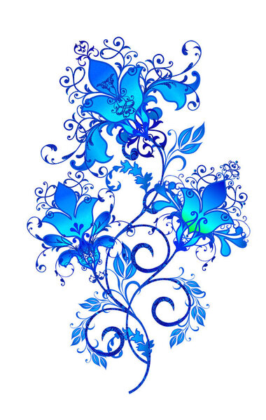 Бриллиантовые фактурные синие куртки, укладка цветов, декор песлей, аппендикс
.