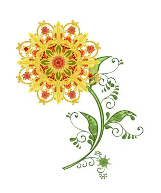 Stilize altın parlak çiçek desenli dekor unsurları, yüksek kaynaklanıyor. Beyaz arka plan üzerinde izole.