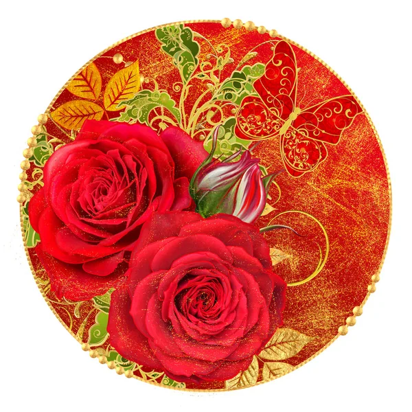 Ornamento Decorativo Padrão Círculo Elemento Paisley Folhas Texturizadas Delicadas Feitas — Fotografia de Stock