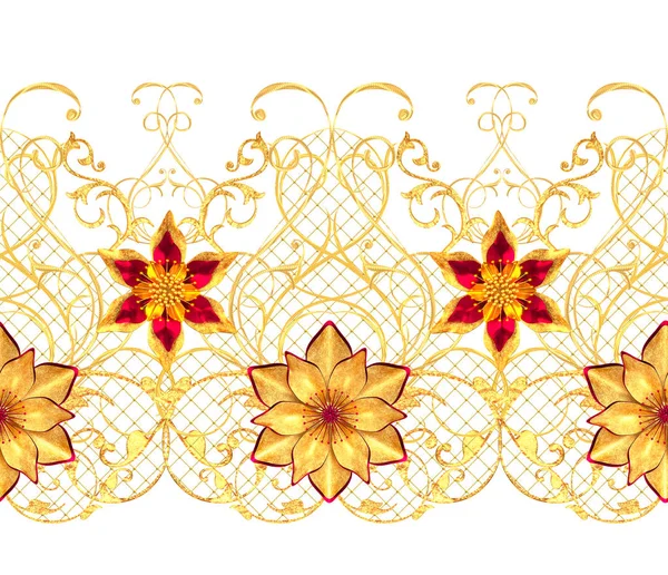 Vykreslování Vzor Bezešvé Zlaté Texturou Kadeře Orientální Styl Arabeskami Stylizované — Stock fotografie