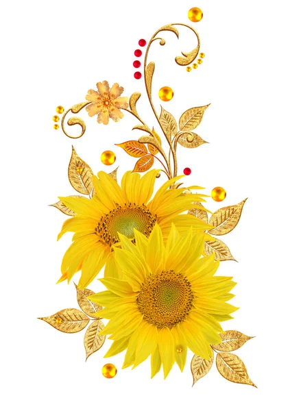 Χρυσή Ανάγλυφη Μπούκλες Λαμπρή Δαντέλα Στυλιζαρισμένα Λουλούδια Κίτρινο Τριαντάφυλλο Διάτρητο — Φωτογραφία Αρχείου