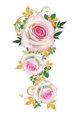 Dekoratif süs, desenli eleman, hassas dokulu yaprak güzel dantel ve inci yapılmış. Parlak bukleler, pembe gül jeweled. Hassas dokuma ajur.