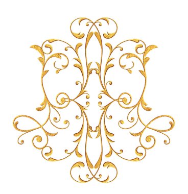 dekoratif öğeler kümesi. Parlak altın bukleler, Arap motifi, arabesk. İzole.