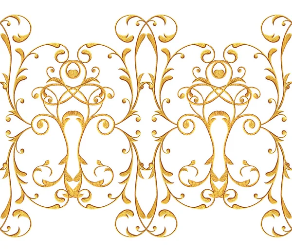 シームレス パターン 黄金の質感カール オリエンタル スタイル アラベスク様式化された花 繊細な光沢のある渦巻き模様 ペイズリー要素 背景を照らす — ストック写真