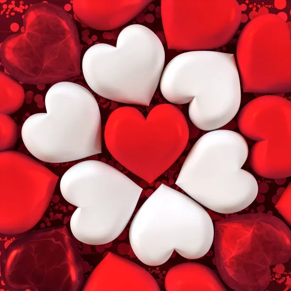 Rendering Composition Figure Volumetric Brilliant Heart Red White Valentine Day — Stock Photo, Image