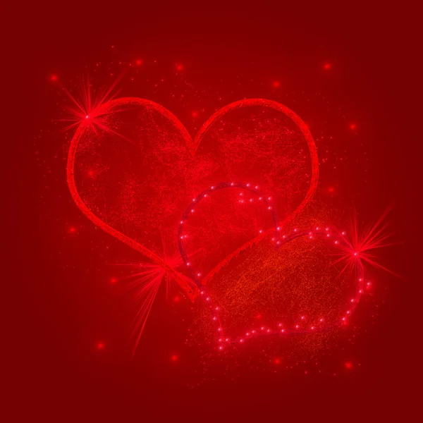 Composition Figure Volumetric Brilliant Heart Red Valentine Day Wedding Day — Stock Photo, Image