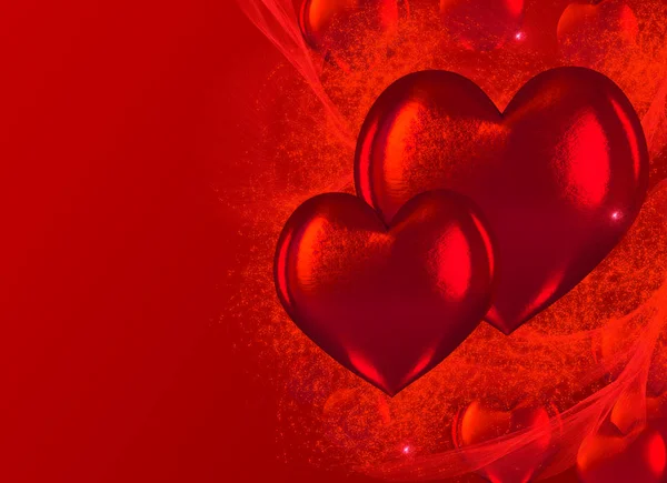 Figura Composición Volumétrica Brillante Corazón Rojo San Valentín Boda Temas — Foto de Stock