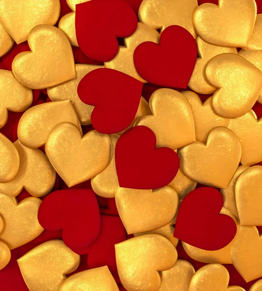 Leképezést Összetétele Ábra Térfogatmérő Ragyogó Szív Piros Arany Valentin Nap — Stock Fotó