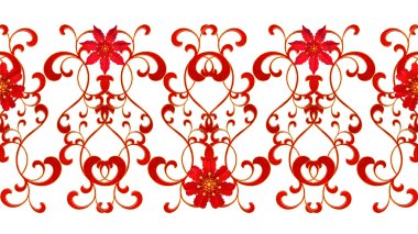 Seamless modeli. Altın dokulu bukleler. Oryantal tarzı Arabesk. Parlak dantel, stilize çiçekler. Narin, altın arka plan dokuma Ajur.