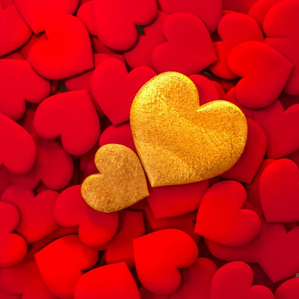 Leképezést Összetétele Ábra Térfogatmérő Ragyogó Szív Piros Arany Valentin Nap — Stock Fotó