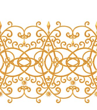 Seamless pattern. Golden textured curls. Oriental style arabesques. Brilliant lace, stylized flowers. Openwork weaving delicate, golden background. clipart
