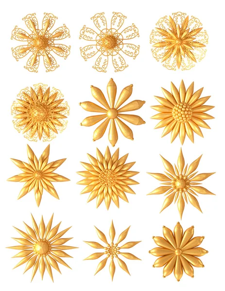 Rendering Χρυσή Ανάγλυφη Μπούκλες Ανατολίτικο Στυλ Αραβουργήματα Λαμπρή Δαντέλα Στυλιζαρισμένα — Φωτογραφία Αρχείου