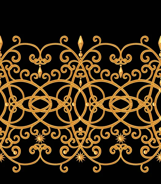 Nahtloses Muster Goldene Strukturierte Locken Arabesken Orientalischen Stils Brillante Spitze — Stockfoto