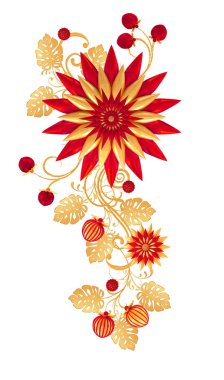 3D render. Altın dokulu bukleler. Oryantal tarzı Arabesk. Parlak dantel, stilize çiçekler. Narin, altın arka plan dokuma Ajur.