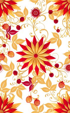 3D render. Altın stilize çiçekler, narin parlak bukleler, desenli öğesi, seamless modeli. Oryantal tarzı Arabesk. Parlak dantel. Narin, altın arka plan dokuma Ajur.