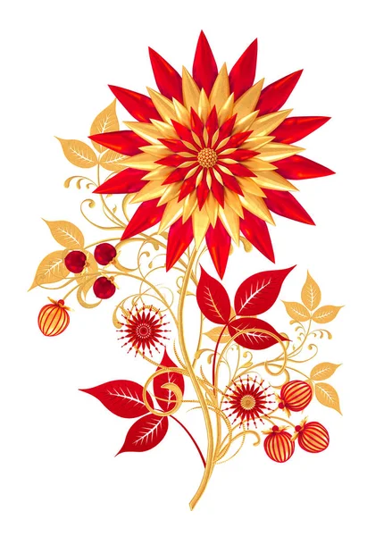 Renderizado Rizos Dorados Texturizados Arabescos Estilo Oriental Encaje Brillante Flores — Foto de Stock