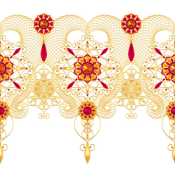 Leképezést Golden Stilizált Virág Kényes Fényes Fürtjei Paisley Elem Varrat — Stock Fotó