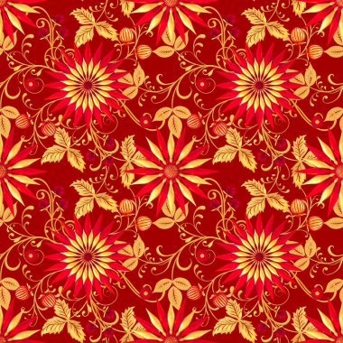 3d render. Altın stilize çiçekler, narin parlak bukleler, paisley element, dikişsiz desen. Oryantal tarzı arabesk. Parlak dantel.