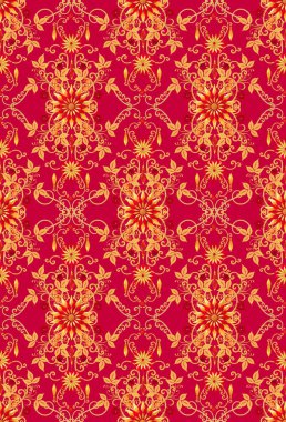 3d render. Altın stilize çiçekler, narin parlak bukleler, paisley element, dikişsiz desen. Oryantal tarzı arabesk. Parlak dantel.