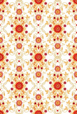 3d render. Altın stilize çiçekler, narin parlak bukleler, paisley element, dikişsiz desen. Oryantal tarzı arabesk. Parlak dantel.