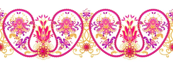 3d render. Altın stilize çiçekler, narin parlak bukleler, paisley element, dikişsiz desen. Oryantal tarzı arabesk. Parlak dantel, Hint salatalık.