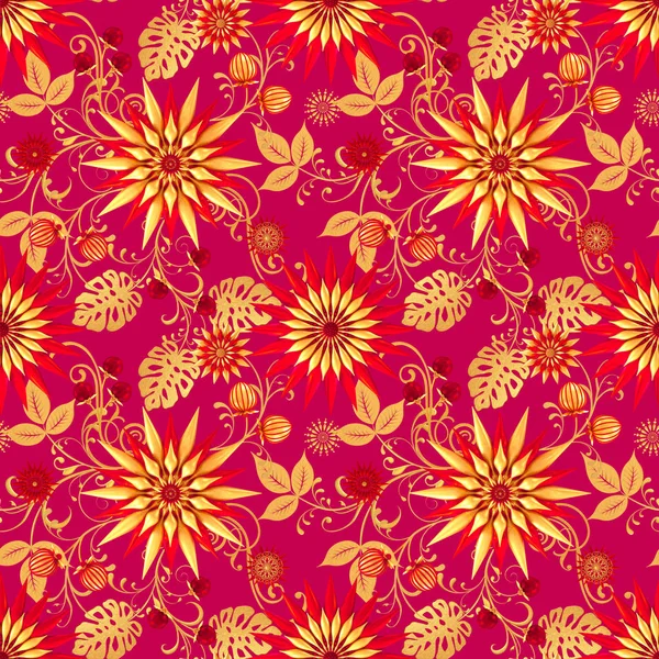 Renderizado Flores Estilizadas Doradas Delicados Rizos Brillantes Elemento Paisley Patrón — Foto de Stock