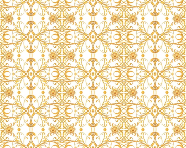 Seamless Pattern Golden Textured Curls Oriental Style Arabesques Brilliant Lace — Stock Photo, Image