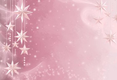 Noel yumuşak pastel parlayan arka plan, Yeni Yıl, parlak altın topları, çok renkli serpantin, bukleler, yanan ışıklar. 3d render