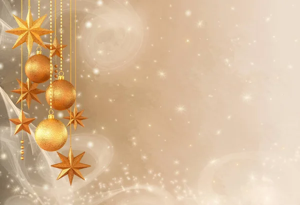 クリスマスソフトパステル輝く背景 光沢のある黄金のボール 多色の蛇行 カール 燃えるライト レンダリング — ストック写真