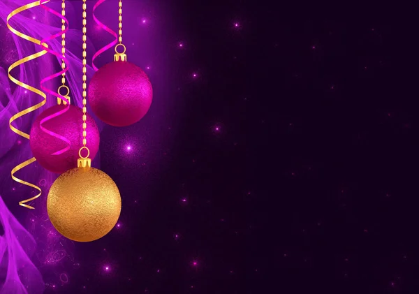 Noel Koyu Parlayan Arka Plan Yeni Yıl Parlak Altın Topları — Stok fotoğraf