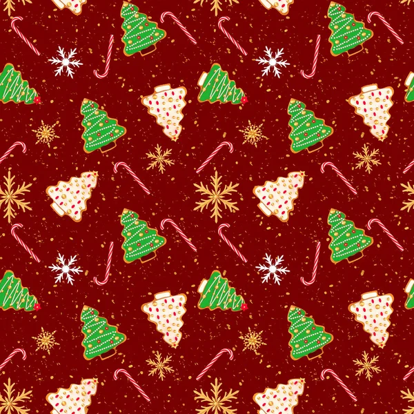 Bezszwowy Wzór Christmas Theme Wakacje Nowy Rok Piernik Malowane Glazury — Zdjęcie stockowe