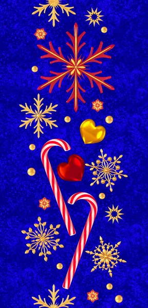 无缝模式 圣诞假期主题 漆釉姜饼 金色雪花 圣诞树形状 闪闪发光 3D渲染 — 图库照片