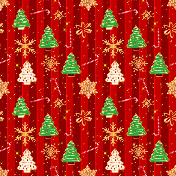 Seamless Pattern Christmas Holiday Theme New Year Gingerbread Painted Glaze — Stock Photo, Image