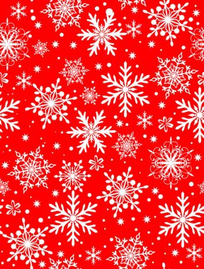 Dikişsiz yeni yıl deseni. Noel teması, Açık parlak kar taneleri, yıldız, 3D Rendering.