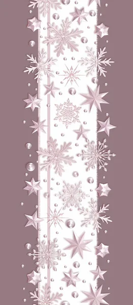 Naadloze Nieuwjaar Patroon Kerst Thema Zilveren Opengewerkte Glanzende Sneeuwvlokken Roze — Stockfoto