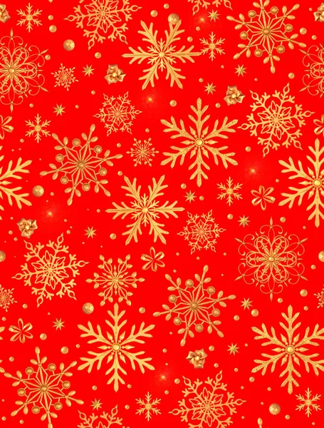 Naadloze Nieuwjaar Patroon Kerst Thema Gouden Opengewerkte Glanzende Sneeuwvlokken Ster — Stockfoto