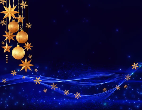 Christmas Shining Background New Year Gold Snowflake Fantastic Blurred Cloud — Stock Photo, Image