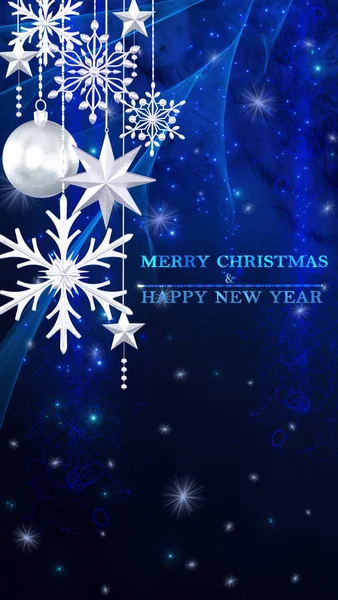 Vánoční Zářivé Pozadí Nový Rok Stříbrné Koule Vločka Sněhu Fantastický — Stock fotografie