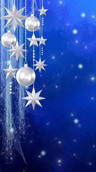 Christmas Shining Background New Year Silver Balls Fantastic Blurred Cloud — Stock Photo, Image
